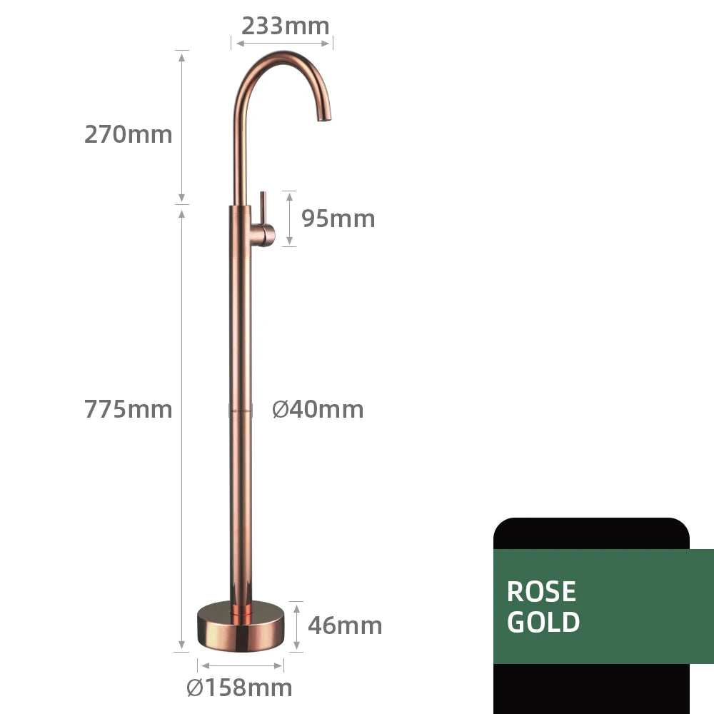 Rose Gold Luxury Bathtub Faucet - 360° Spout, Single Handle Hot & Cold Mixer with Brass Hand Shower