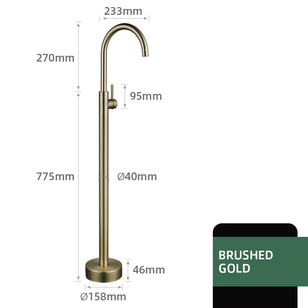Rose Gold Luxury Bathtub Faucet - 360° Spout, Single Handle Hot & Cold Mixer with Brass Hand Shower