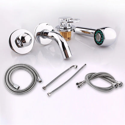 Elegant Bath Co. Widespread Tub Faucet Set with Handheld Shower – Deck/Wall Mounted, 4 Holes, Hot & Cold Mixer