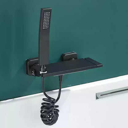 Brushed Gold Waterfall Shower Faucet Set - Luxurious Wall-Mounted Bathtub Mixer with Hot & Cold Control