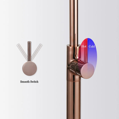 Rose Gold Luxury Bathtub Faucet - 360° Spout, Single Handle Hot & Cold Mixer with Brass Hand Shower