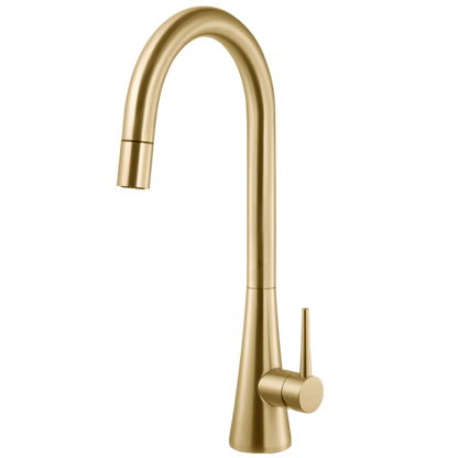 Houzer Kitchen Faucet – Contemporary Serenity Dual Function Pull Down Kitchen Faucet in Graphite, Matte Black, Brushed Brass, Pewter