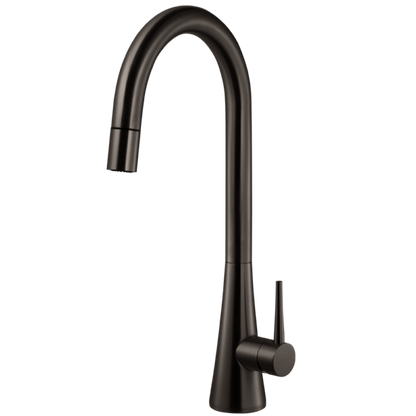 Houzer Kitchen Faucet – Contemporary Serenity Dual Function Pull Down Kitchen Faucet in Graphite, Matte Black, Brushed Brass, Pewter