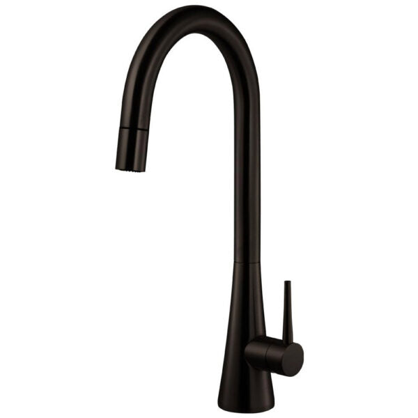 Houzer Kitchen Faucet – Contemporary Serenity Dual Function Pull Down Kitchen Faucet in Graphite, Matte Black, Brushed Brass, Pewter