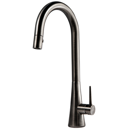 Houzer Kitchen Faucet – Contemporary Serenity Dual Function Pull Down Kitchen Faucet in Graphite, Matte Black, Brushed Brass, Pewter