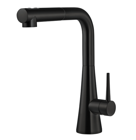 Houzer Kitchen Faucet – Contemporary Brass Serenity Dual Function Pull Out Kitchen Faucet in Matte Black