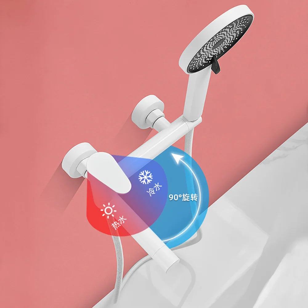 Tianview In-Wall Bathtub Faucet Set - Elegant Brass Hot & Cold Shower Mixing Valve with Luxurious Rain Shower