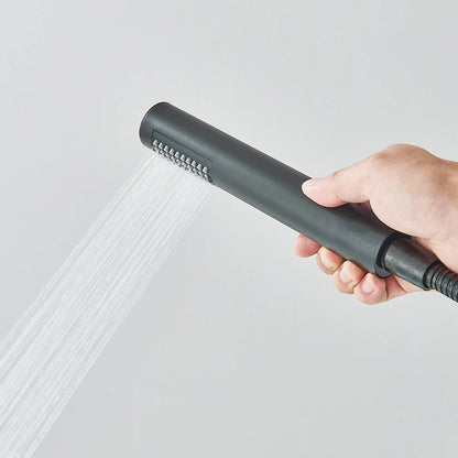 Luxury Living Black Bathtub Faucet with Hand Shower - Floor Mounted, Hot & Cold Water Control