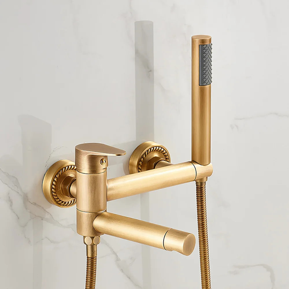Tianview In-Wall Bathtub Faucet Set - Elegant Brass Hot & Cold Shower Mixing Valve with Luxurious Rain Shower