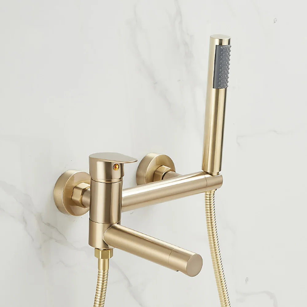 Tianview In-Wall Bathtub Faucet Set - Elegant Brass Hot & Cold Shower Mixing Valve with Luxurious Rain Shower