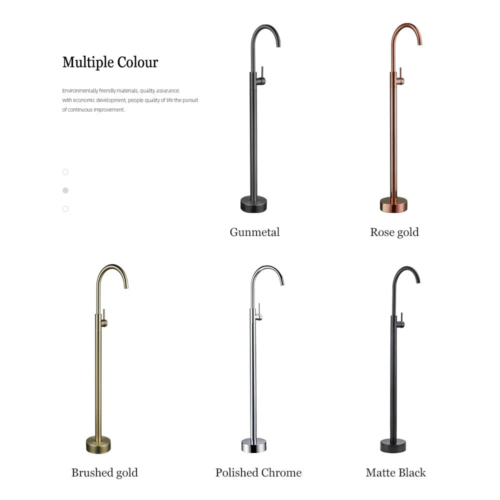 Rose Gold Luxury Bathtub Faucet - 360° Spout, Single Handle Hot & Cold Mixer with Brass Hand Shower