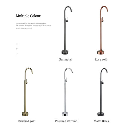 Rose Gold Luxury Bathtub Faucet - 360° Spout, Single Handle Hot & Cold Mixer with Brass Hand Shower