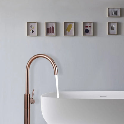 Rose Gold Luxury Bathtub Faucet - 360° Spout, Single Handle Hot & Cold Mixer with Brass Hand Shower