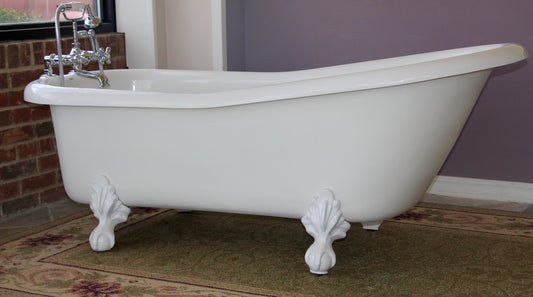 Restoria 60" Ambassador Slipper Clawfoot Bathtub – White Acrylic Freestanding Soaking Tub
