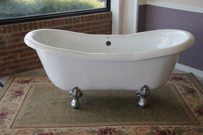 Ristoria 68" The Duchess Double Slipper Clawfoot Bathtub – White Acrylic Freestanding Soaking Tub