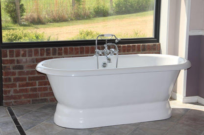 Restoria 66" Majesty Double Ended Pedestal Bathtub – White Acrylic Freestanding Soaking Tub