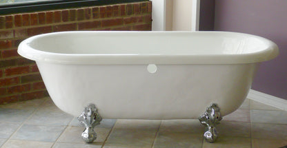 Restoria 66" Marquis Double Ended Clawfoot Bathtub – White Acrylic Freestanding Soaking Tub