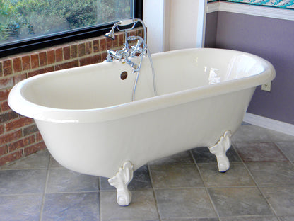 Restoria 66" Marquis Double Ended Clawfoot Bathtub – White Acrylic Freestanding Soaking Tub