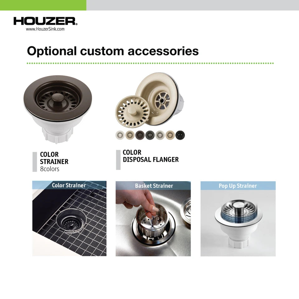 Houzer Quartztone 33" Apron Front Farmhouse Granite Composite Workstation Kitchen Sink with Accessories - W-133
