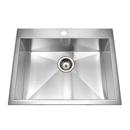 Houzer Bellus 25 inch Stainless Steel Drop-in Topmount 1-hole Single Bowl Kitchen Sink with Strainer & Grid - BCS-2522